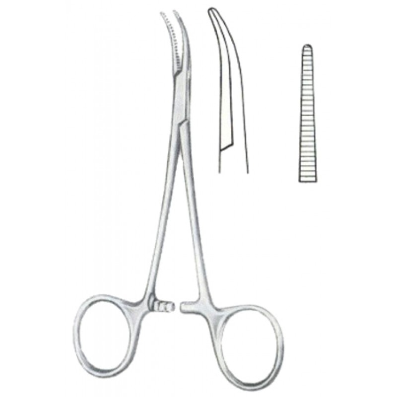 Mosquito-Dandy Henmostatic Forceps BJ Lateral Curved 12cm4 34 Serrated
